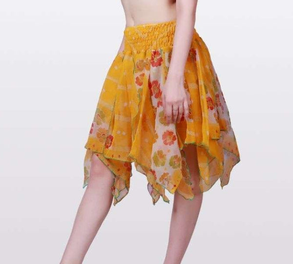 Chiffon Diamond-cut Sari Mini Skirt