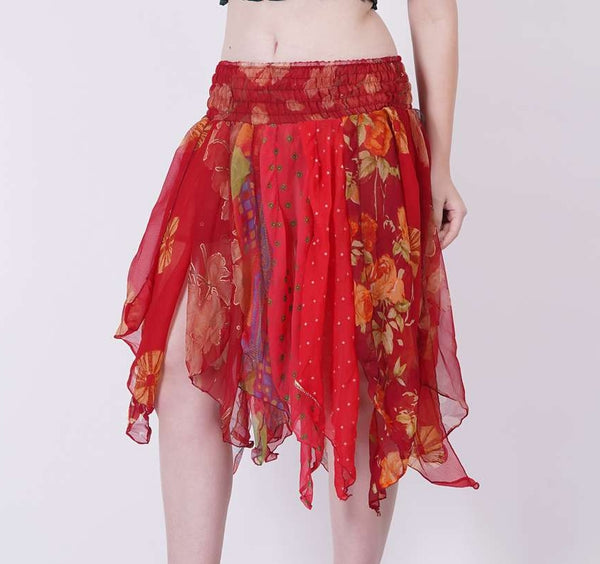 Chiffon Diamond-cut Sari Mini Skirt