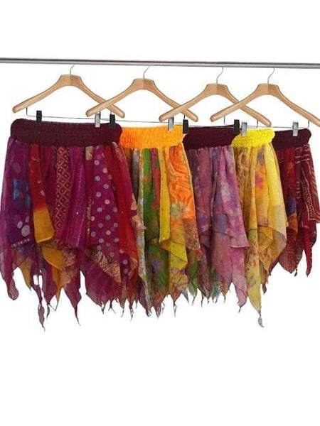 Chiffon Diamond-cut Sari Mini Skirt
