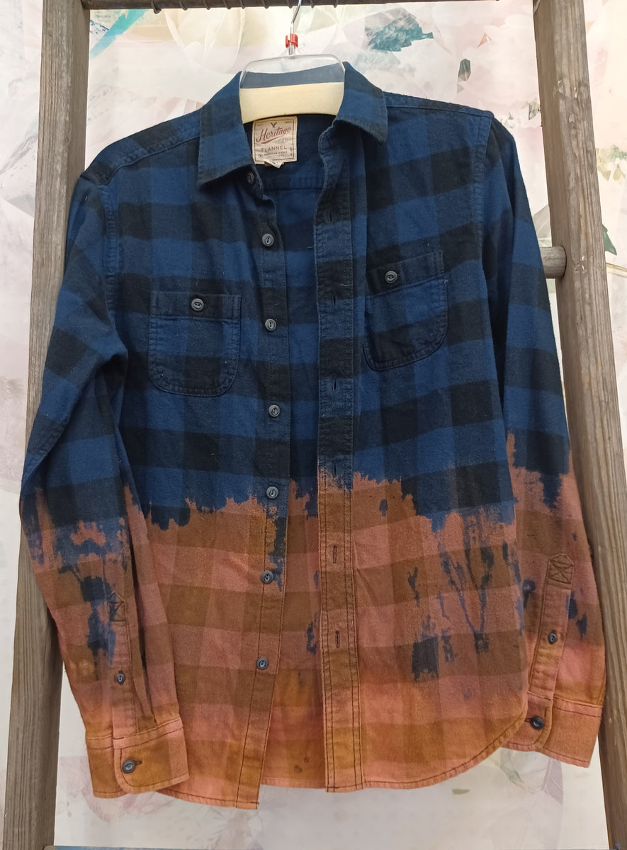 Upcycled Bleached Flannel Shirt Men's Size XL With 