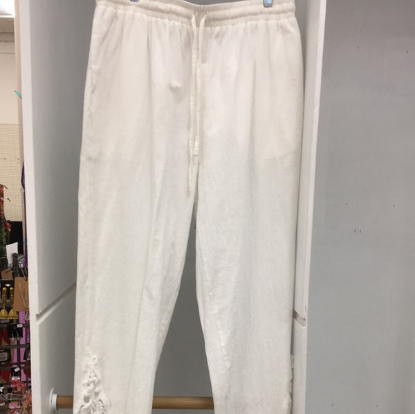 Lace trimmed drawstring pants