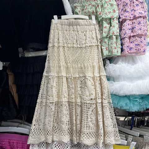 Crochet Boho Skirt - CREAM