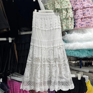 Crochet Boho Skirt - WHITE