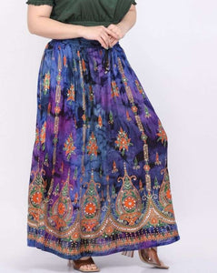 Tie-dyed, Sequined, and Embroidered Maxi Skirt