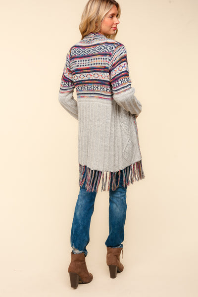 Fringe Duster Boho Cardigan - ivory