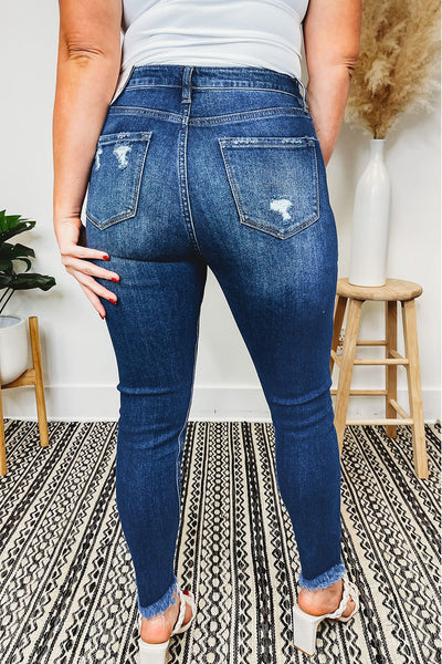 Button Fly Distressed Stretch Denim Jeans, Plus Sizes ~ONLY 1 LEFT!