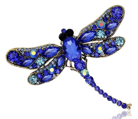 Oversized Dragonfly Brooch - cobalt