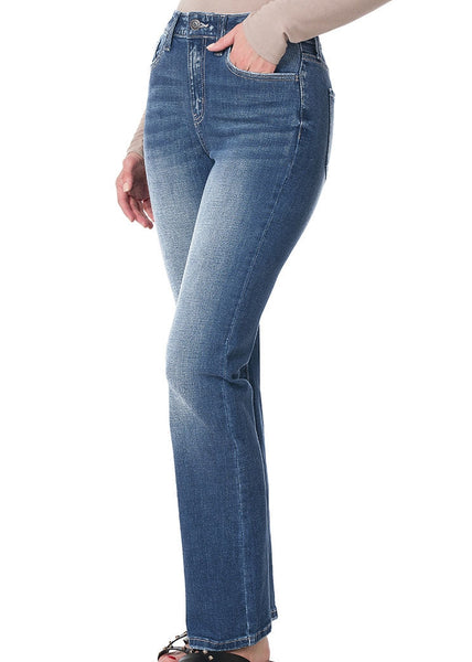 Relaxed Fit, Straight Leg Stretch Denim Jeans by Zenana
